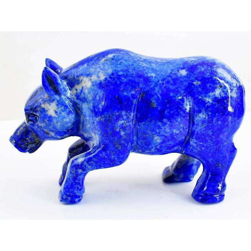 gemsmore:Genuine Artisian Hand Carved Blue Lapis Lazuli Pig