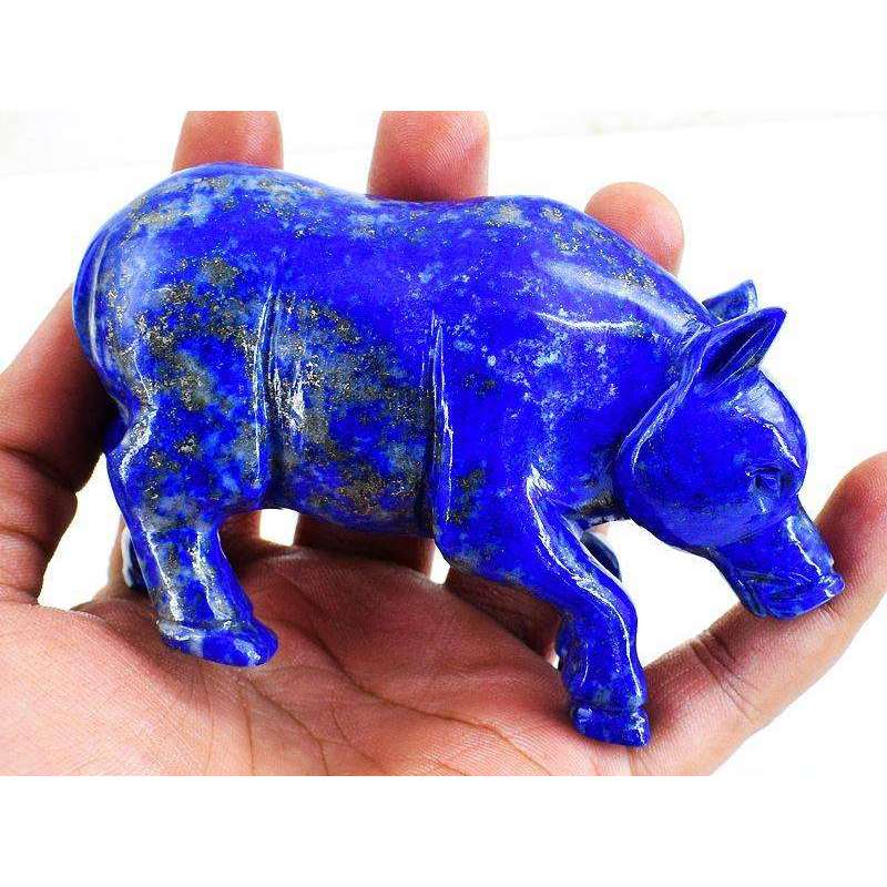 gemsmore:Genuine Artisian Hand Carved Blue Lapis Lazuli Pig