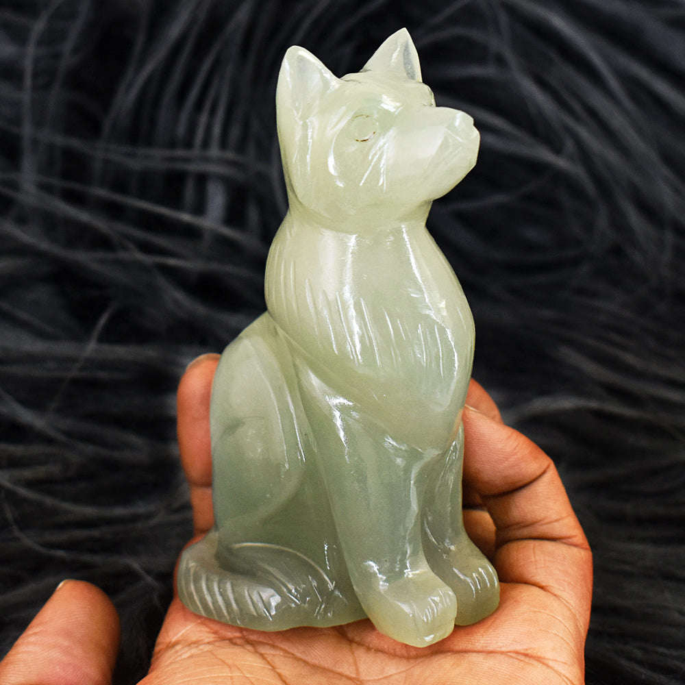 gemsmore:Genuine Aventurine Hand Carved Genuine Crystal Gemstone Carving Dog