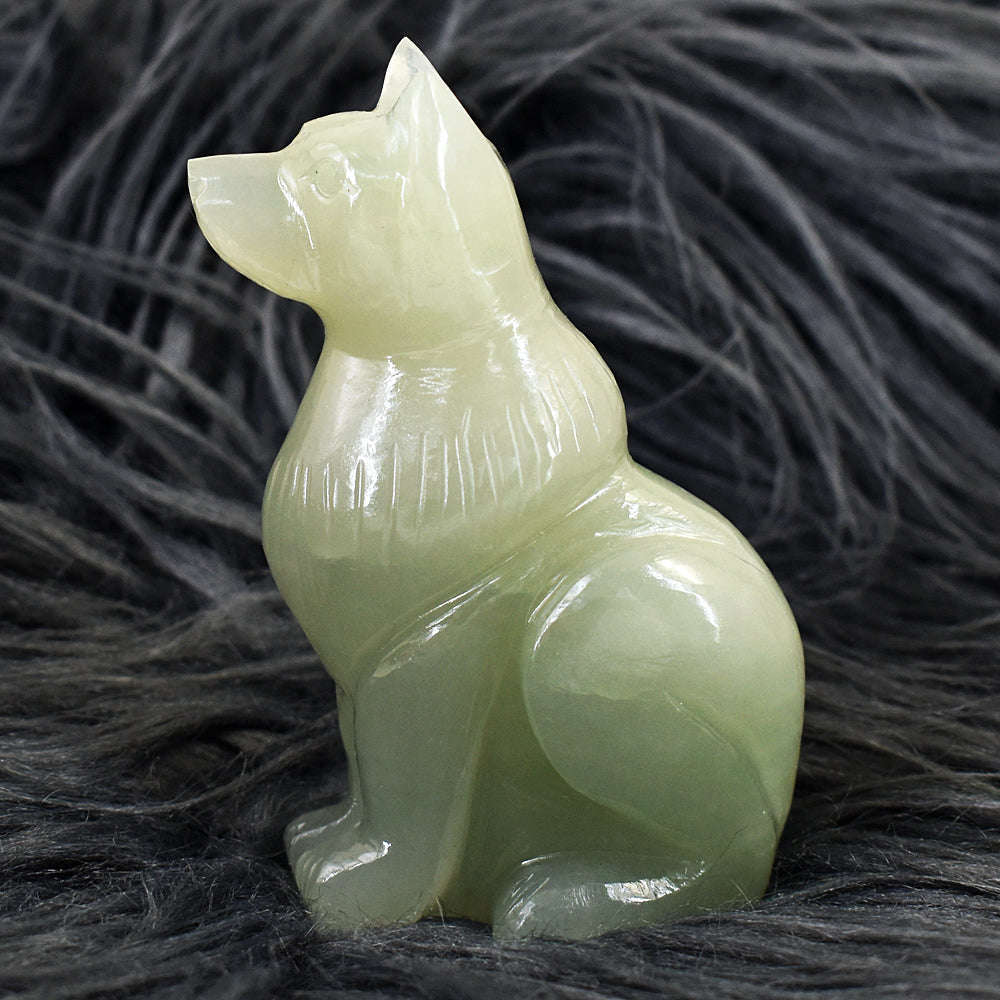 gemsmore:Genuine Aventurine Hand Carved Genuine Crystal Gemstone Carving Dog