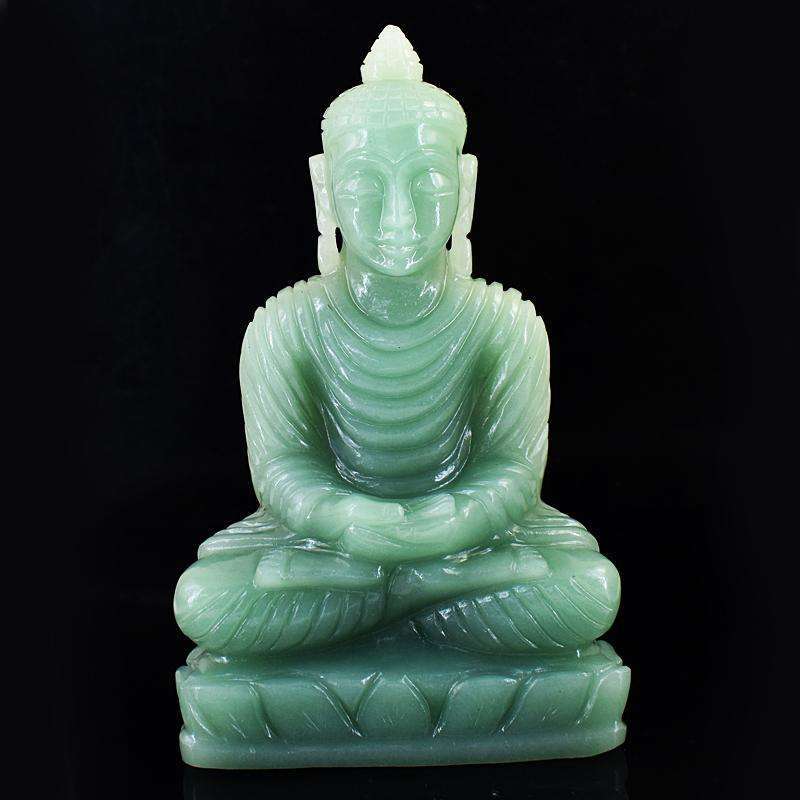 gemsmore:Genuine Aventurine Hand Carved Genuine Crystal Gemstone Carving Huge Lord Buddha