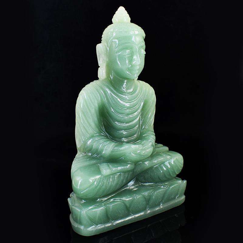 gemsmore:Genuine Aventurine Hand Carved Genuine Crystal Gemstone Carving Huge Lord Buddha