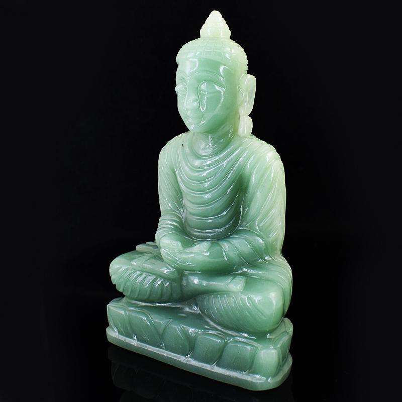 gemsmore:Genuine Aventurine Hand Carved Genuine Crystal Gemstone Carving Huge Lord Buddha