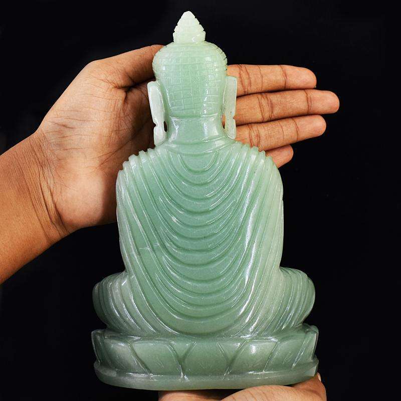 gemsmore:Genuine Aventurine Hand Carved Genuine Crystal Gemstone Carving Huge Lord Buddha