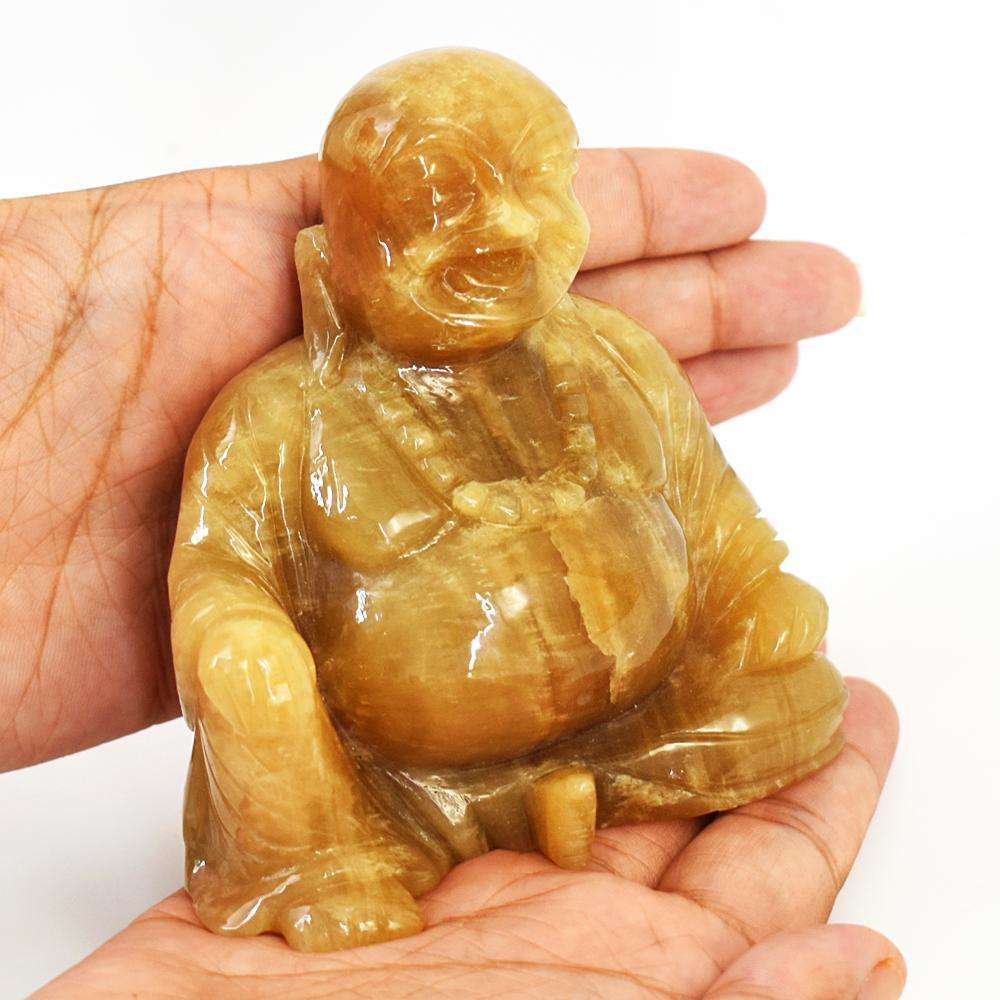 gemsmore:Genuine Aventurine Hand Carved Genuine Crystal Gemstone Carving Laughing Buddha