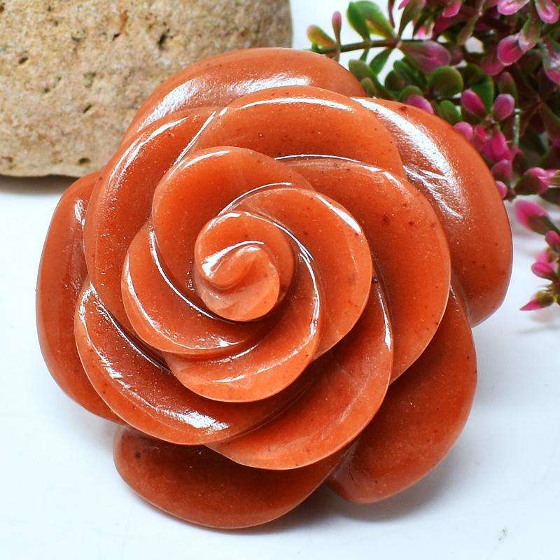 gemsmore:Genuine Aventurine Hand Carved Rose