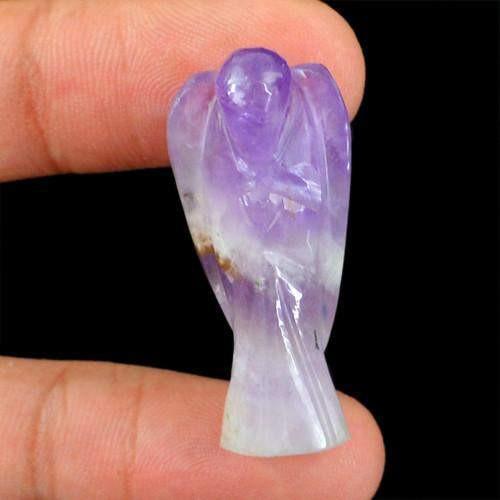 gemsmore:Genuine Bi Color Amethyst Carved Healing Angel Gemstone