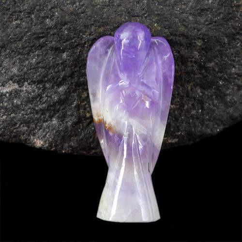 gemsmore:Genuine Bi Color Amethyst Carved Healing Angel Gemstone