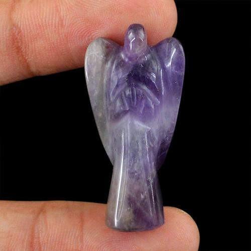 gemsmore:Genuine Bi Color Amethyst Carved Healing Angel Gemstone