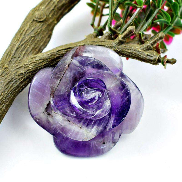 gemsmore:Genuine Bi-Color Amethyst Carved Rose