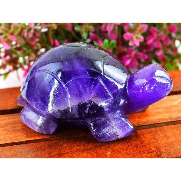 gemsmore:Genuine Bi-Color Amethyst Carved Turtle