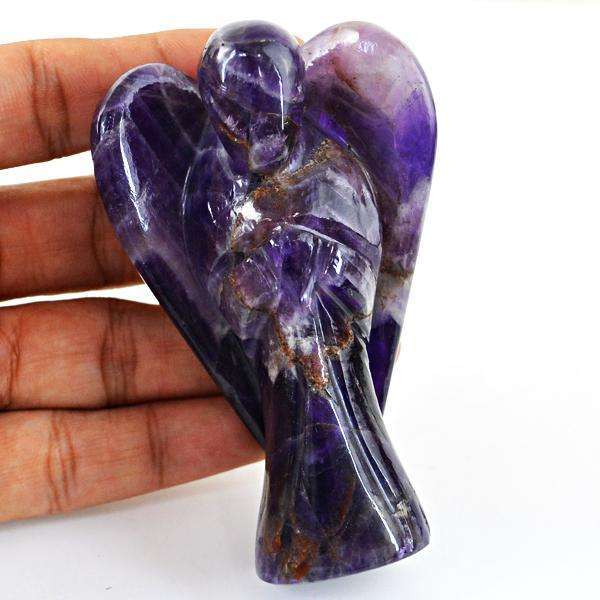 gemsmore:Genuine Bi-Color Amethyst Hand Carved Angel