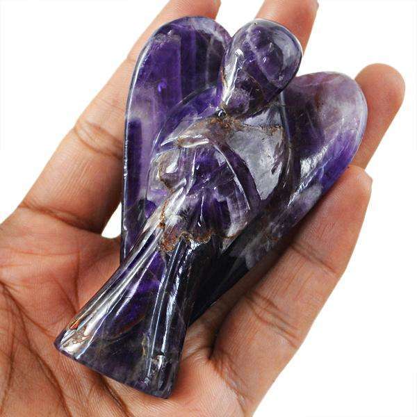 gemsmore:Genuine Bi-Color Amethyst Hand Carved Angel