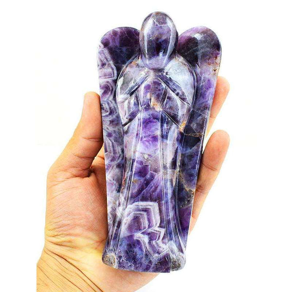 gemsmore:Genuine Bi-Color Amethyst Hand Carved Healing Museum Size Angel