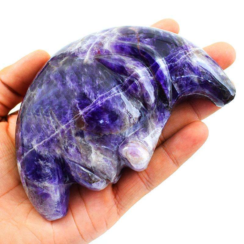 gemsmore:Genuine Bi-Color Amethyst Hand Carved Moon Face