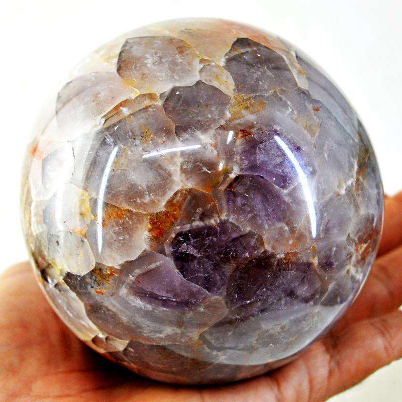 gemsmore:Genuine Bi-Color Amethyst Huge Size Carved Healing Ball