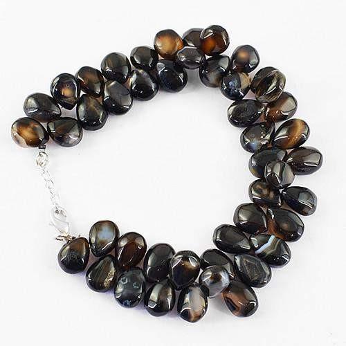 gemsmore:Genuine Black Onyx Beads Bracelet