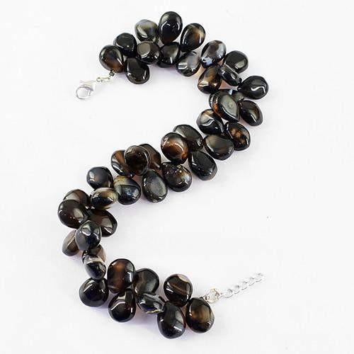 gemsmore:Genuine Black Onyx Beads Bracelet