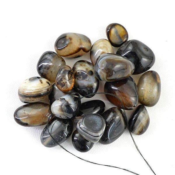 gemsmore:Genuine Black Onyx Beads Lot Natural Untreated Drilled