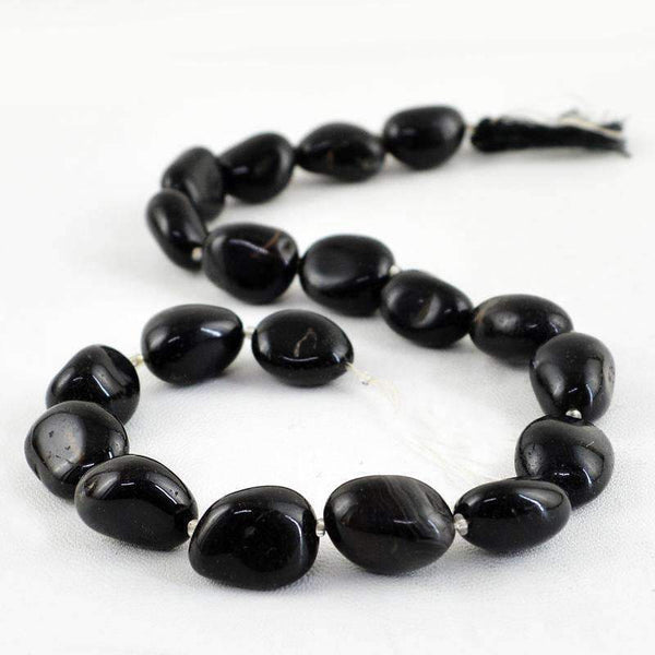 gemsmore:Genuine Black Onyx Beads Strand - Natural Untreated Drilled