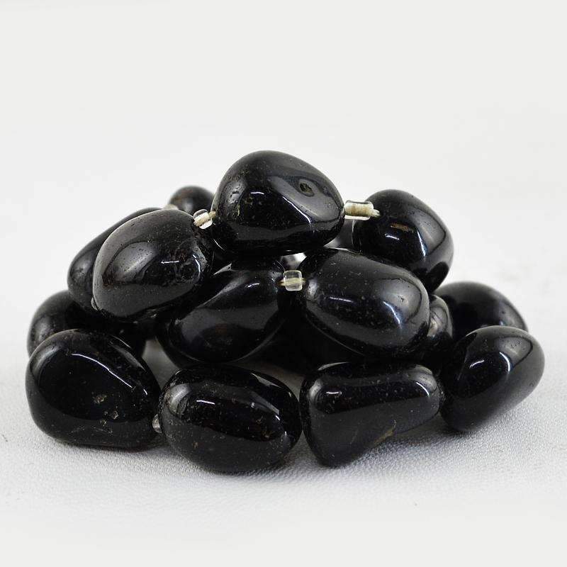 gemsmore:Genuine Black Onyx Beads Strand - Natural Untreated Drilled