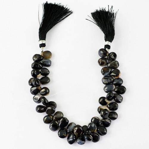 gemsmore:Genuine Black Onyx Beads Strand
