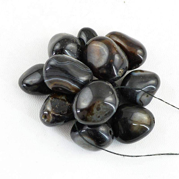 gemsmore:Genuine Black Onyx Drilled Beads Lot Natural Drilled