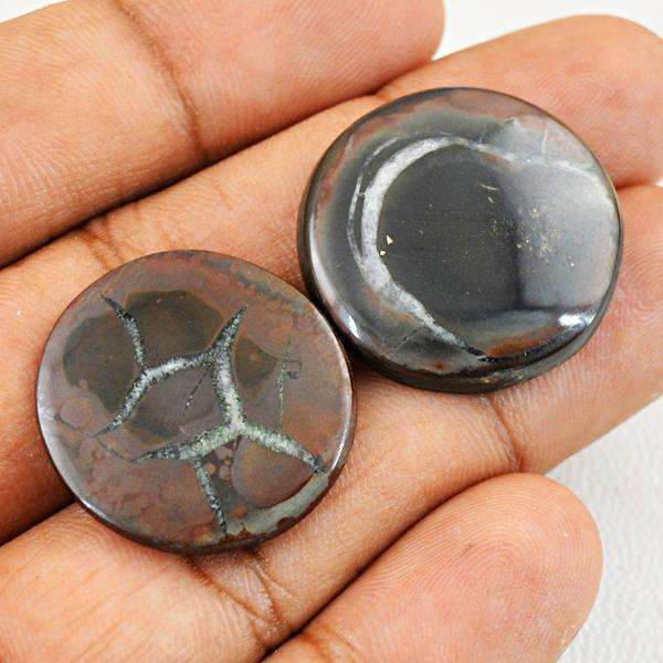 gemsmore:Genuine Black Septarian Agate Round Shape Loose Gemstone Lot