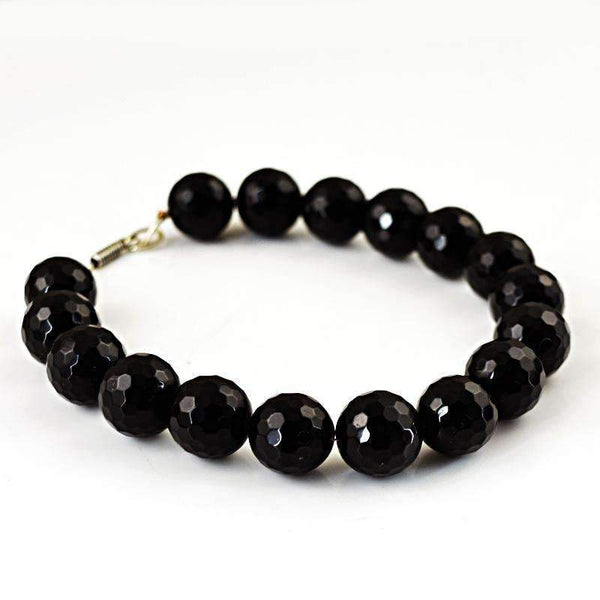 gemsmore:Genuine Black Spinel Bracelet Natural Faceted Round Beads