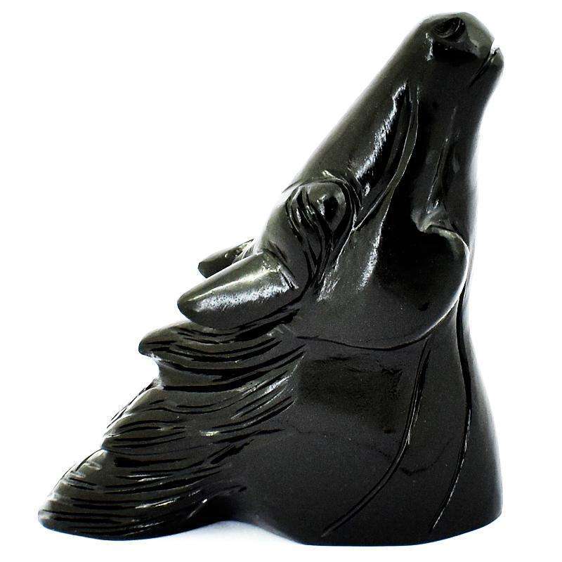 gemsmore:Genuine Black Spinel Carved Horse Head
