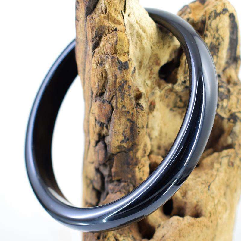 gemsmore:Genuine Black Spinel Hand Carved Bangle