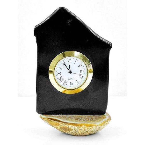 gemsmore:Genuine Black Spinel Hand Carved Gemstone Clock