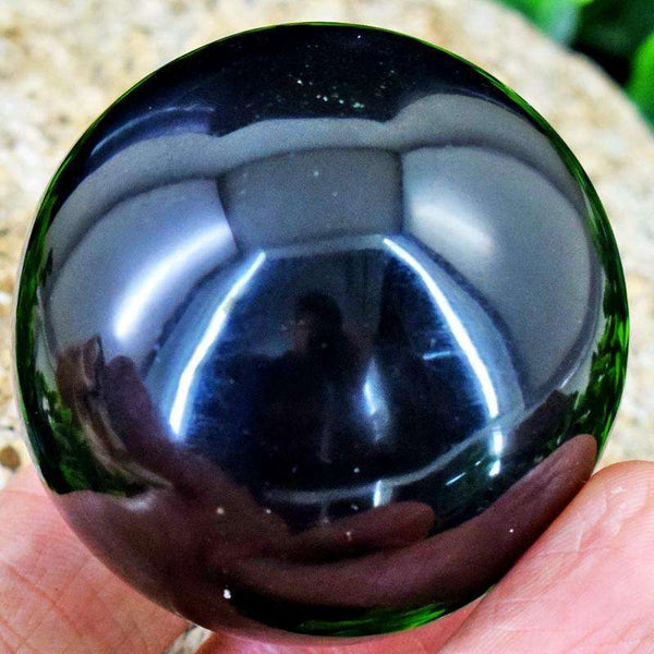 gemsmore:Genuine Black Spinel Hand Carved Healing Sphere