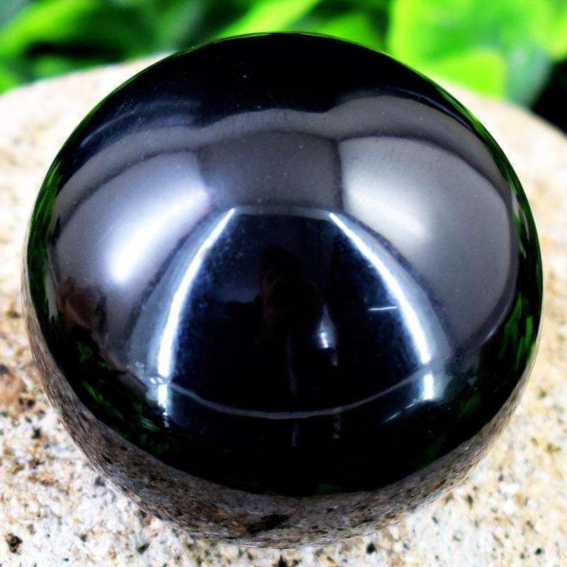 gemsmore:Genuine Black Spinel Hand Carved Healing Sphere