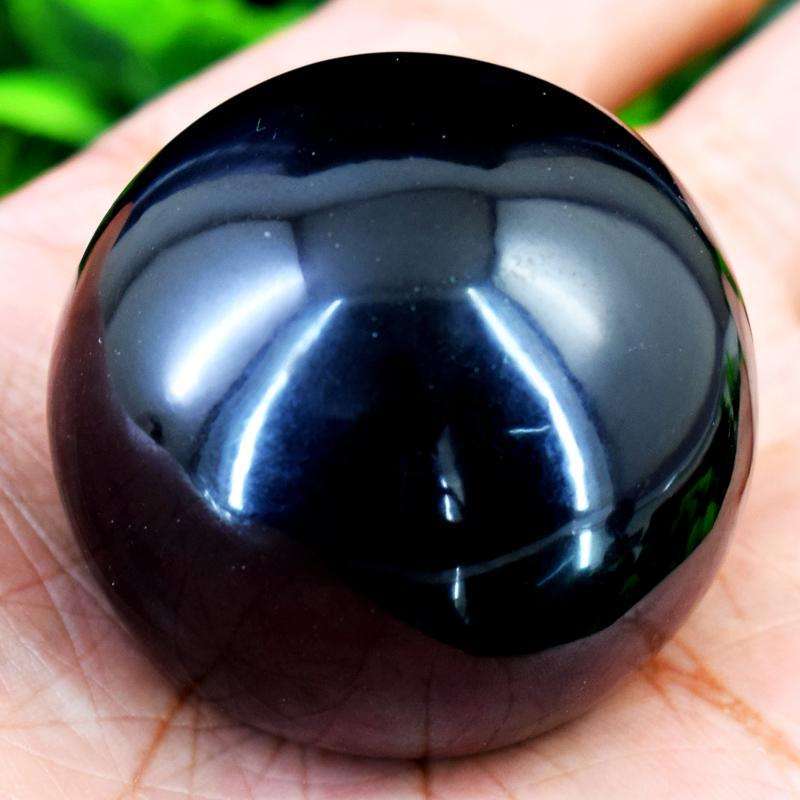 gemsmore:Genuine Black Spinel Hand Carved Healing Sphere
