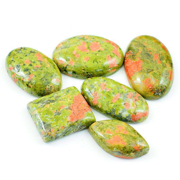 gemsmore:Genuine Blood Green Unakite Untreated Loose Gemstone Lot