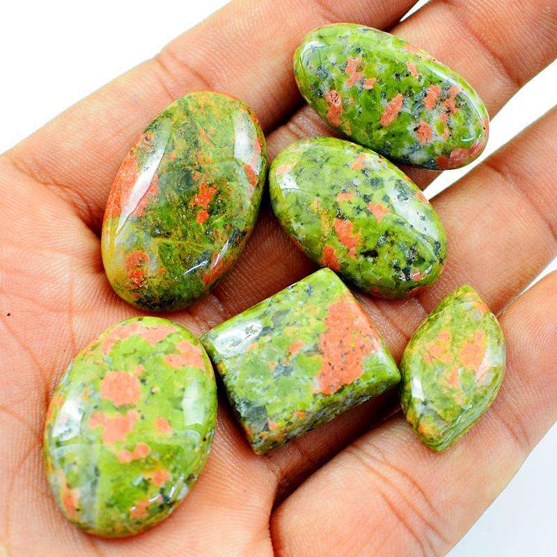 gemsmore:Genuine Blood Green Unakite Untreated Loose Gemstone Lot