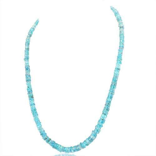 gemsmore:Genuine Blue Apatite Untreated Beads Necklace