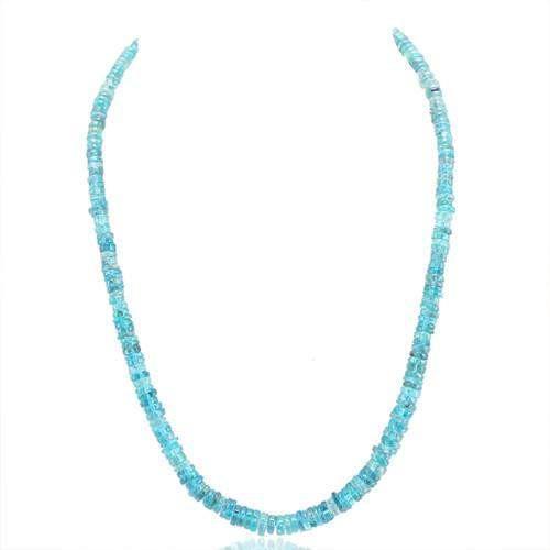 gemsmore:Genuine Blue Apatite Untreated Beads Necklace