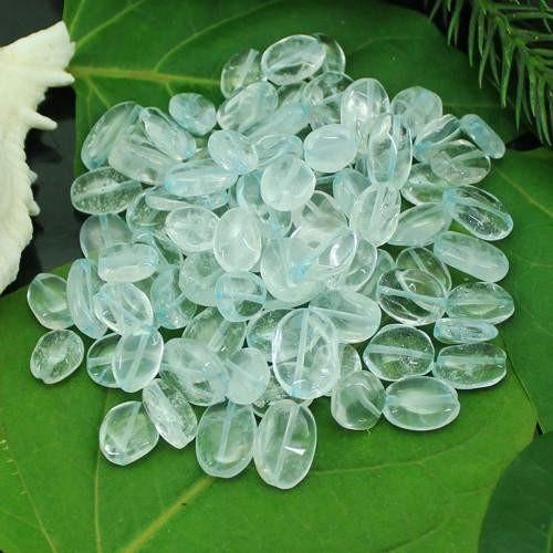 gemsmore:Genuine Blue Aquamarine Drilled Beads Lot