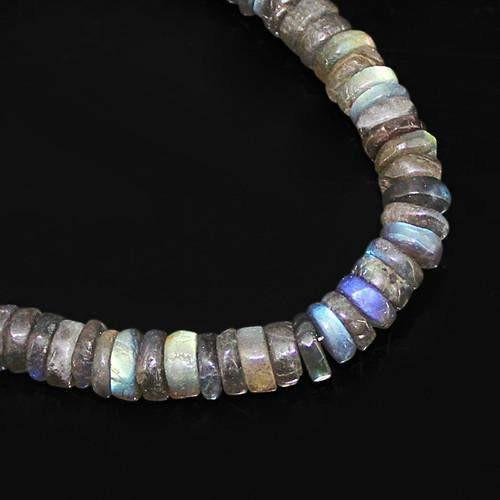 gemsmore:Genuine Blue Color Flash Labradorite Beads Necklace