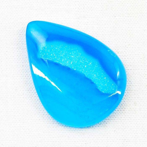 gemsmore:Genuine Blue Druzy Onyx Pear Shape Untreated Loose Gemstone