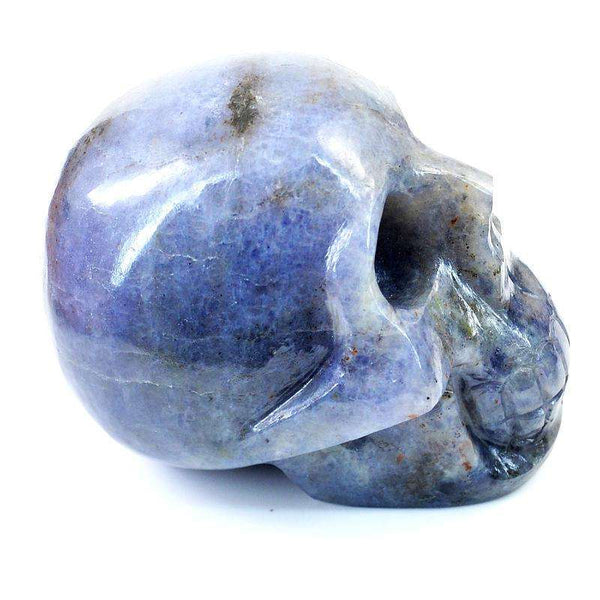 gemsmore:Genuine Blue Iolite Carved Gemstone Skull