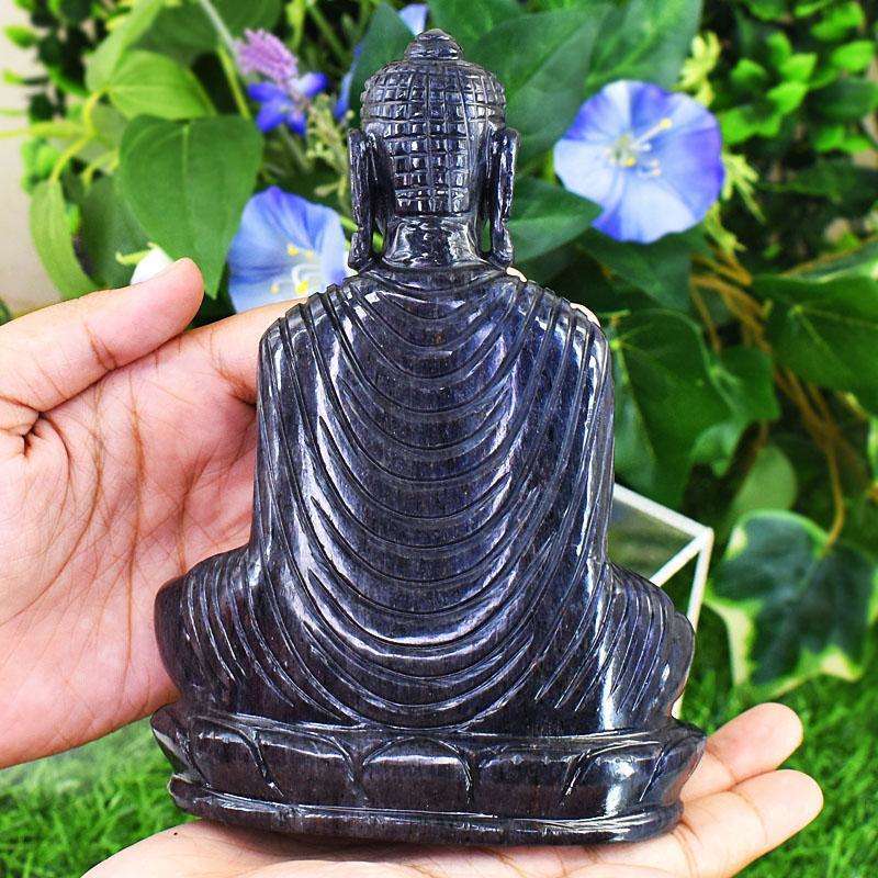 gemsmore:Genuine Blue Jade Hand Carved Genuine Crystal Gemstone Carving Massive Lord Buddha