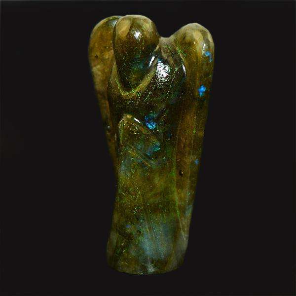 gemsmore:Genuine Blue Labradorite Carved Healing Angel Gemstone