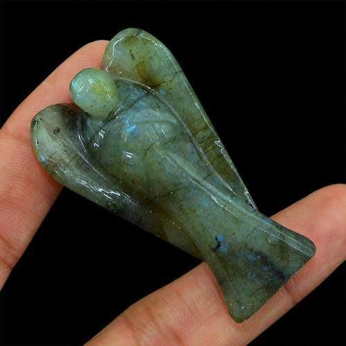 gemsmore:Genuine Blue Labradorite Carved Healing Angel Gemstone