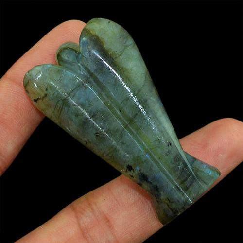 gemsmore:Genuine Blue Labradorite Carved Healing Angel Gemstone