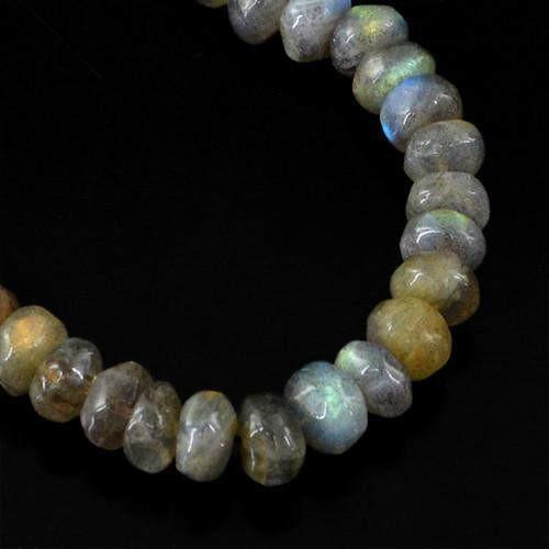 gemsmore:Genuine Blue Labradorite Untreated Beads Necklace