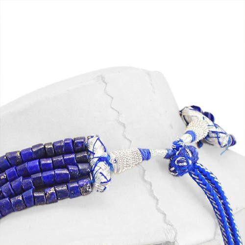 gemsmore:Genuine Blue Lapis Lazuli 4 Strand Beads Necklace