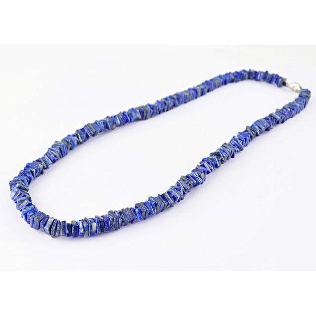 gemsmore:Genuine Blue Lapis Lazuli AAA Untreated Beads Necklace